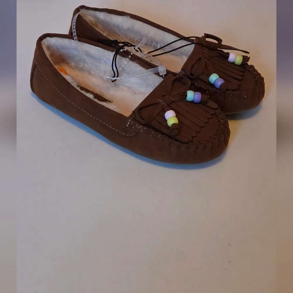 Self Esteem Brown Kids Moccasins with Beads